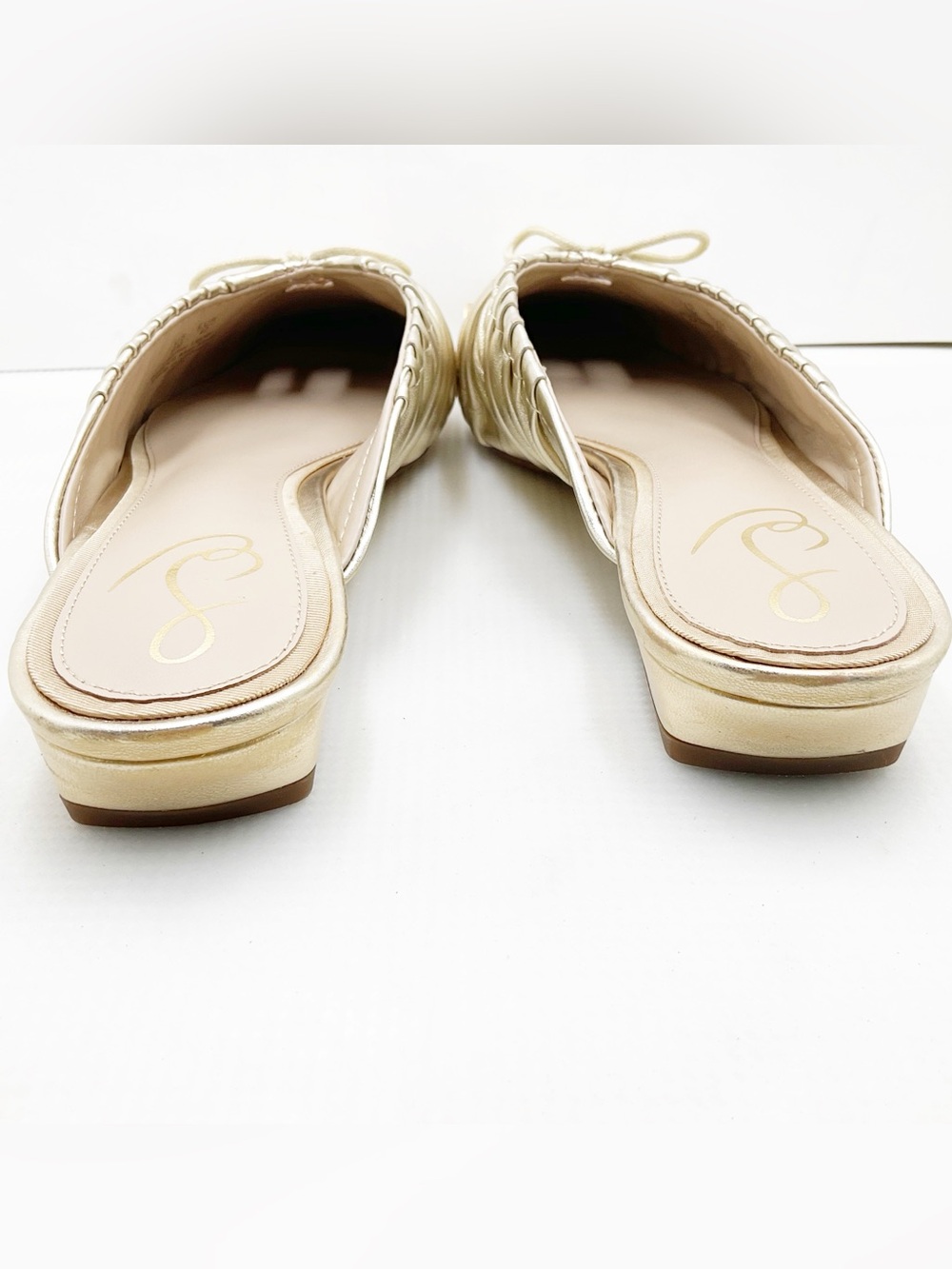 {Sam Edelman} Julia Metallic Gold Pointed Toe Mules - Picture 11 of 14